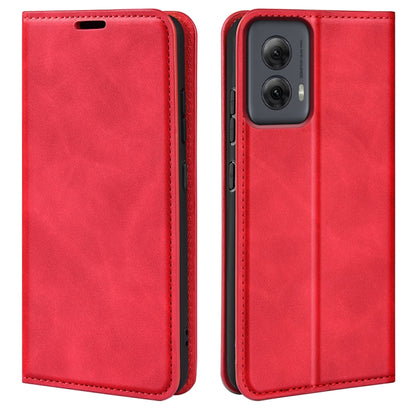 For Motorola Moto G Power 5G 2024 Retro-skin Magnetic Suction Leather Phone Case(Red) by buy2fix