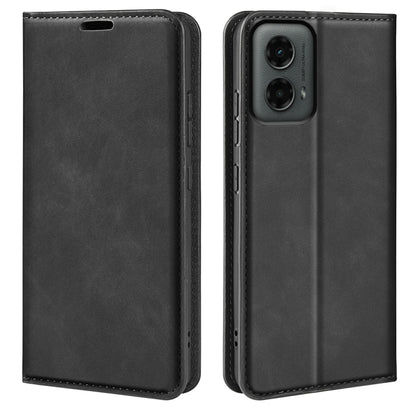 For Motorola Moto G 5G 2024 Retro-skin Magnetic Suction Leather Phone Case(Black) by buy2fix
