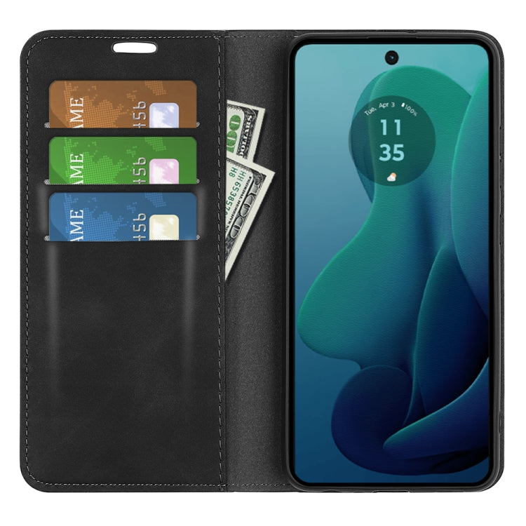 For Motorola Moto G 5G 2024 Retro-skin Magnetic Suction Leather Phone Case(Black) by buy2fix