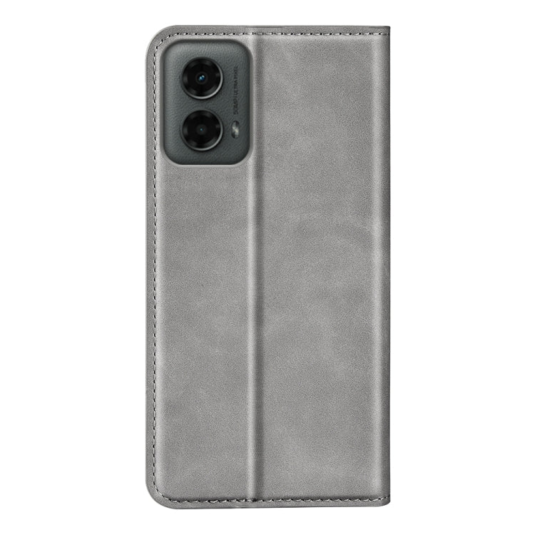 For Motorola Moto G 5G 2024 Retro-skin Magnetic Suction Leather Phone Case(Grey) by buy2fix