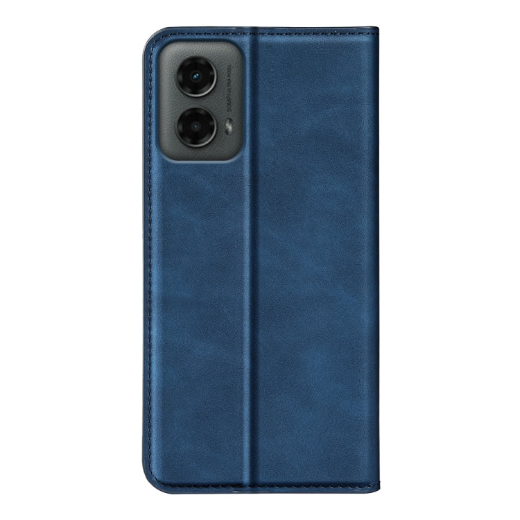 For Motorola Moto G 5G 2024 Retro-skin Magnetic Suction Leather Phone Case(Dark Blue) by buy2fix