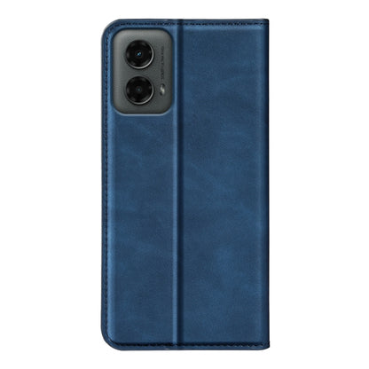 For Motorola Moto G 5G 2024 Retro-skin Magnetic Suction Leather Phone Case(Dark Blue) by buy2fix