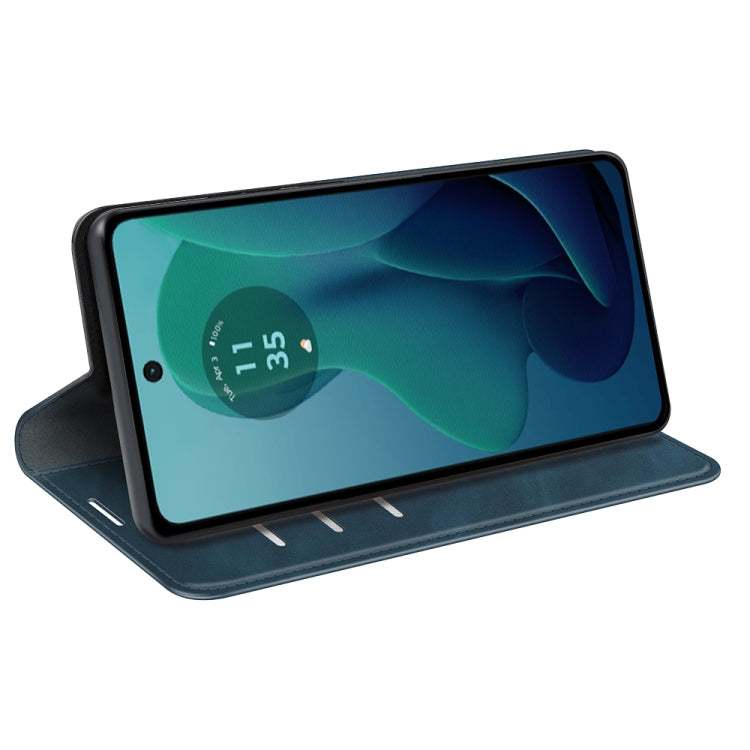 For Motorola Moto G 5G 2024 Retro-skin Magnetic Suction Leather Phone Case(Dark Blue) by buy2fix