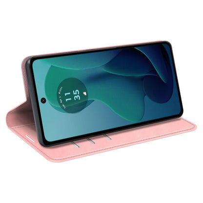 For Motorola Moto G 5G 2024 Retro-skin Magnetic Suction Leather Phone Case(Pink) by buy2fix