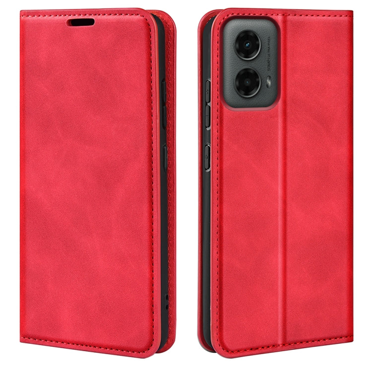 For Motorola Moto G 5G 2024 Retro-skin Magnetic Suction Leather Phone Case(Red) by buy2fix