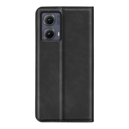 For Motorola Edge 5G 2024 Retro-skin Magnetic Suction Leather Phone Case(Black) by buy2fix
