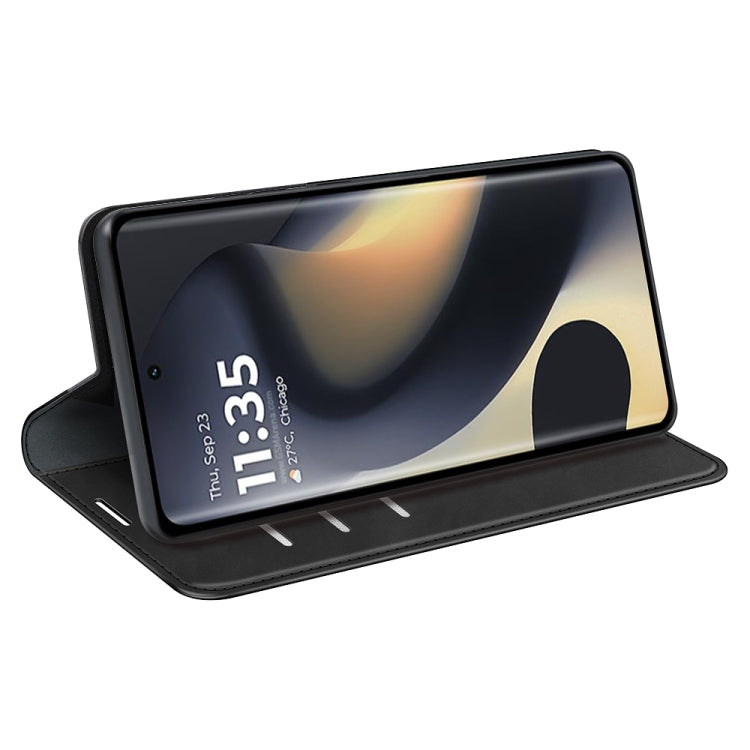 For Motorola Edge 5G 2024 Retro-skin Magnetic Suction Leather Phone Case(Black) by buy2fix