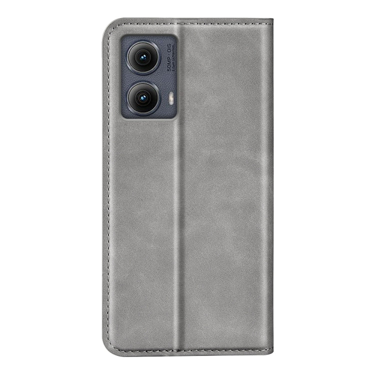 For Motorola Edge 5G 2024 Retro-skin Magnetic Suction Leather Phone Case(Grey) by buy2fix