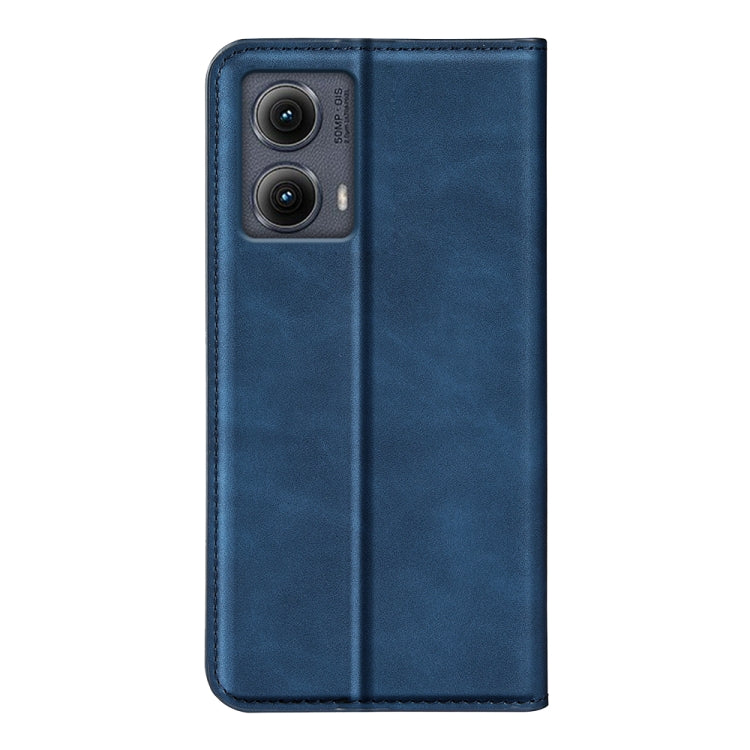 For Motorola Edge 5G 2024 Retro-skin Magnetic Suction Leather Phone Case(Dark Blue) by buy2fix