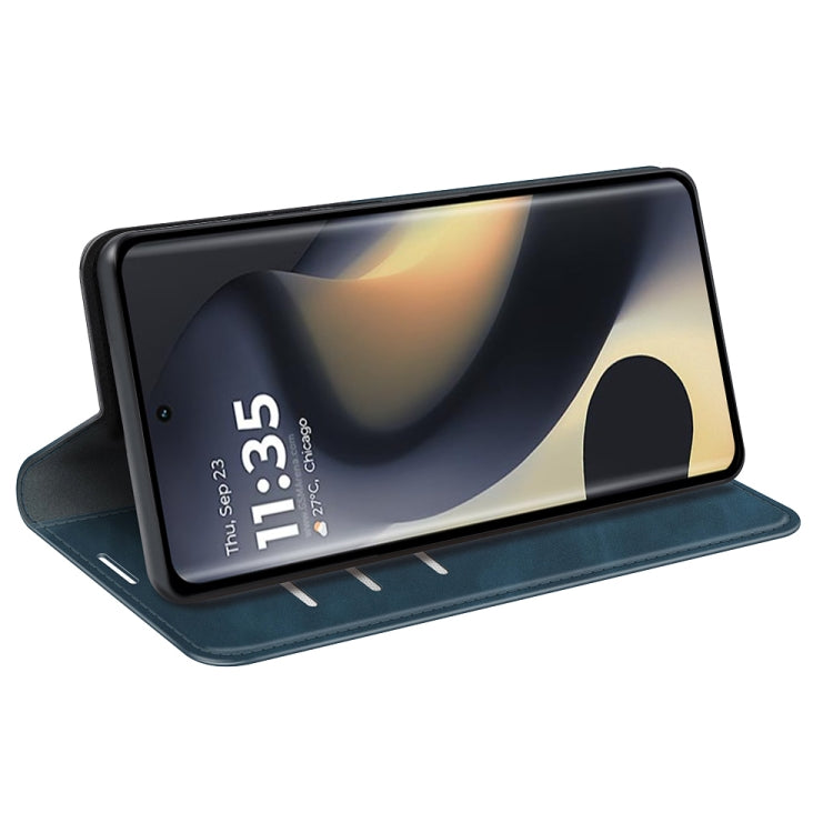 For Motorola Edge 5G 2024 Retro-skin Magnetic Suction Leather Phone Case(Dark Blue) by buy2fix