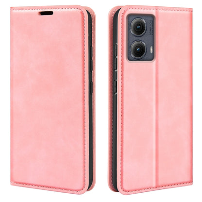 For Motorola Edge 5G 2024 Retro-skin Magnetic Suction Leather Phone Case(Pink) by buy2fix