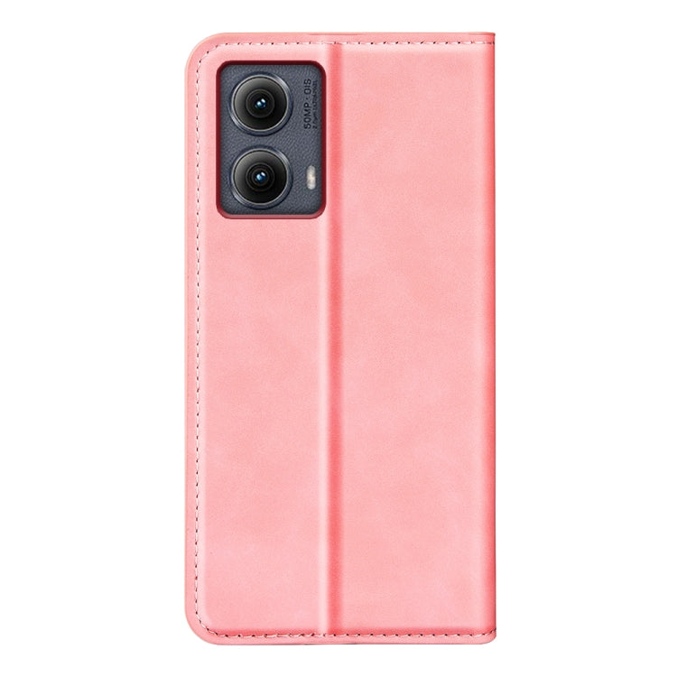 For Motorola Edge 5G 2024 Retro-skin Magnetic Suction Leather Phone Case(Pink) by buy2fix