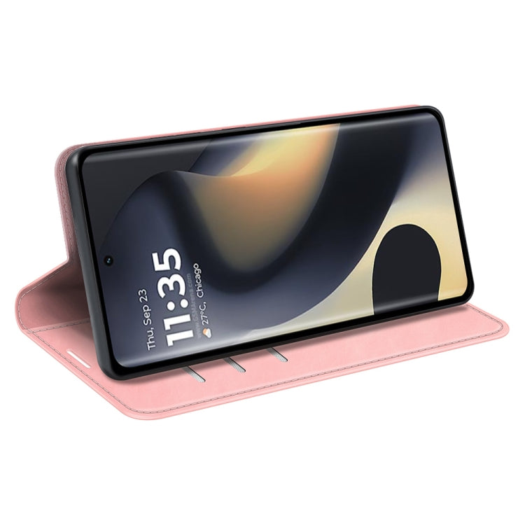 For Motorola Edge 5G 2024 Retro-skin Magnetic Suction Leather Phone Case(Pink) by buy2fix