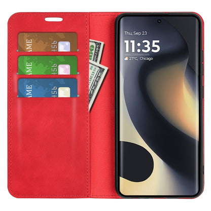 For Motorola Edge 5G 2024 Retro-skin Magnetic Suction Leather Phone Case(Red) by buy2fix