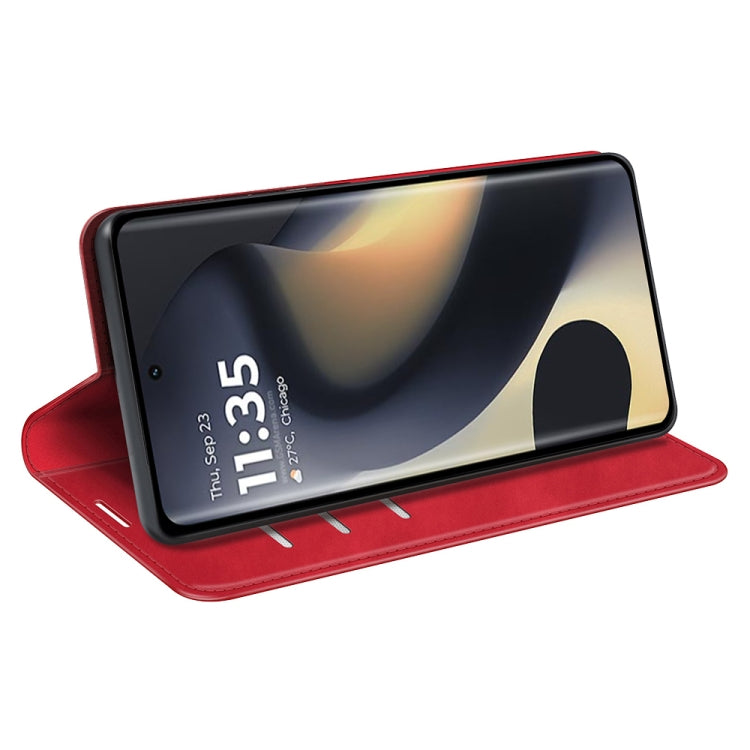 For Motorola Edge 5G 2024 Retro-skin Magnetic Suction Leather Phone Case(Red) by buy2fix