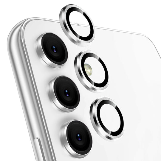 For Samsung Galaxy A24 NORTHJO Camera Lens Protector Tempered Glass CD Vein Metal Ring Film(Silver)