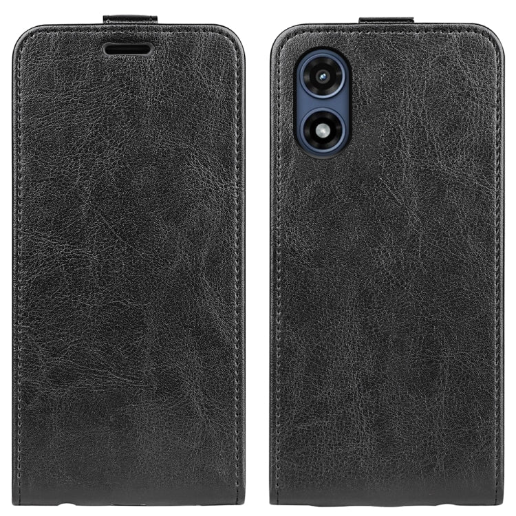 For Motorola Moto G Play 2024 R64 Texture Single Vertical Flip Leather Phone Case(Black) by buy2fix