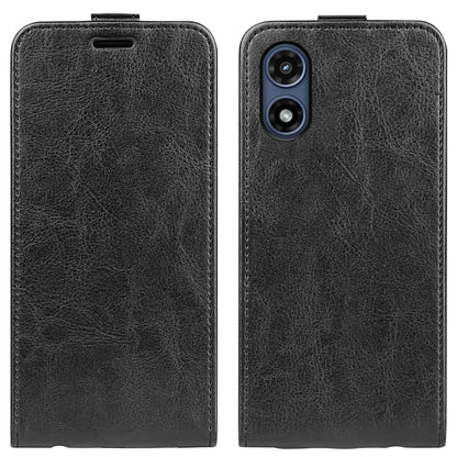 For Motorola Moto G Play 2024 R64 Texture Single Vertical Flip Leather Phone Case(Black) by buy2fix