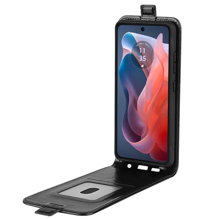 For Motorola Moto G Play 2024 R64 Texture Single Vertical Flip Leather Phone Case(Black) by buy2fix