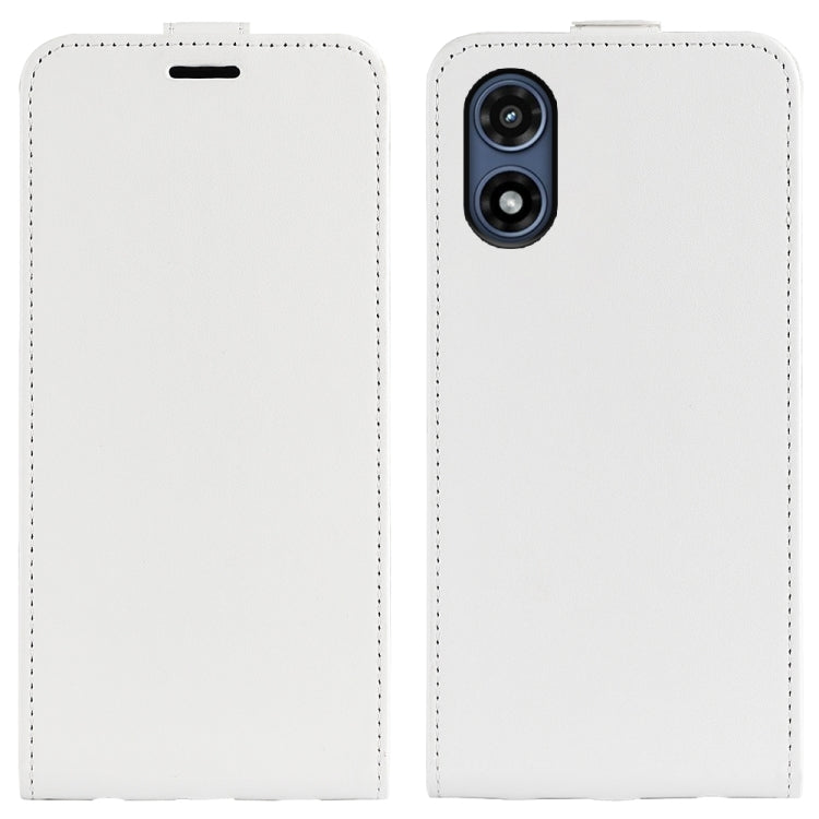 For Motorola Moto G Play 2024 R64 Texture Single Vertical Flip Leather Phone Case(White) by buy2fix