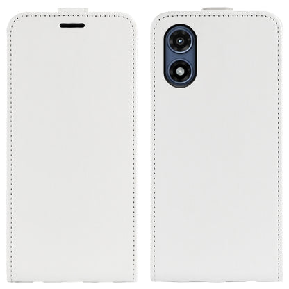 For Motorola Moto G Play 2024 R64 Texture Single Vertical Flip Leather Phone Case(White) by buy2fix