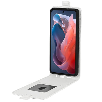 For Motorola Moto G Play 2024 R64 Texture Single Vertical Flip Leather Phone Case(White) by buy2fix