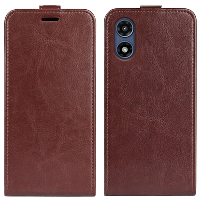 For Motorola Moto G Play 2024 R64 Texture Single Vertical Flip Leather Phone Case(Brown) by buy2fix
