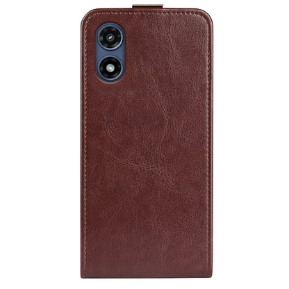 For Motorola Moto G Play 2024 R64 Texture Single Vertical Flip Leather Phone Case(Brown) by buy2fix