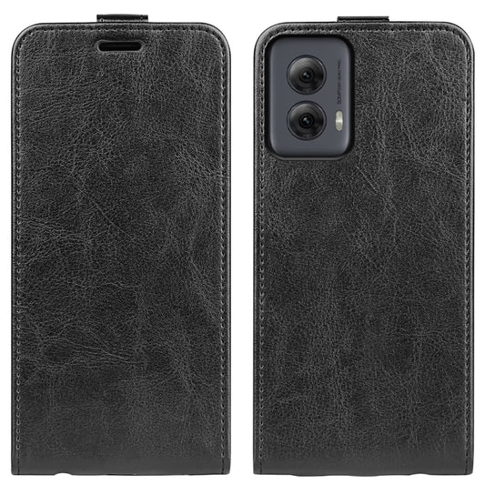 For Motorola Moto G Power 5G 2024 R64 Texture Single Vertical Flip Leather Phone Case(Black) by buy2fix