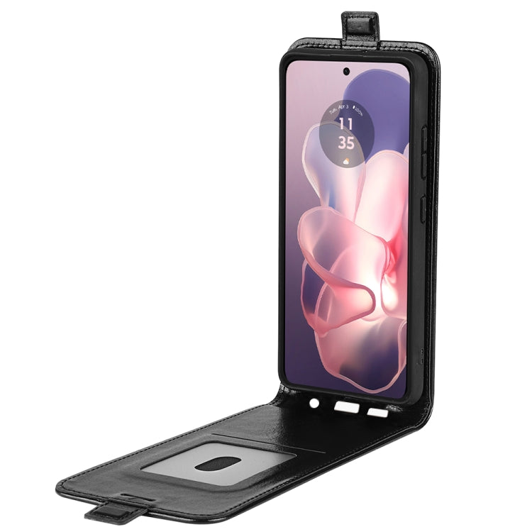 For Motorola Moto G Power 5G 2024 R64 Texture Single Vertical Flip Leather Phone Case(Black) by buy2fix