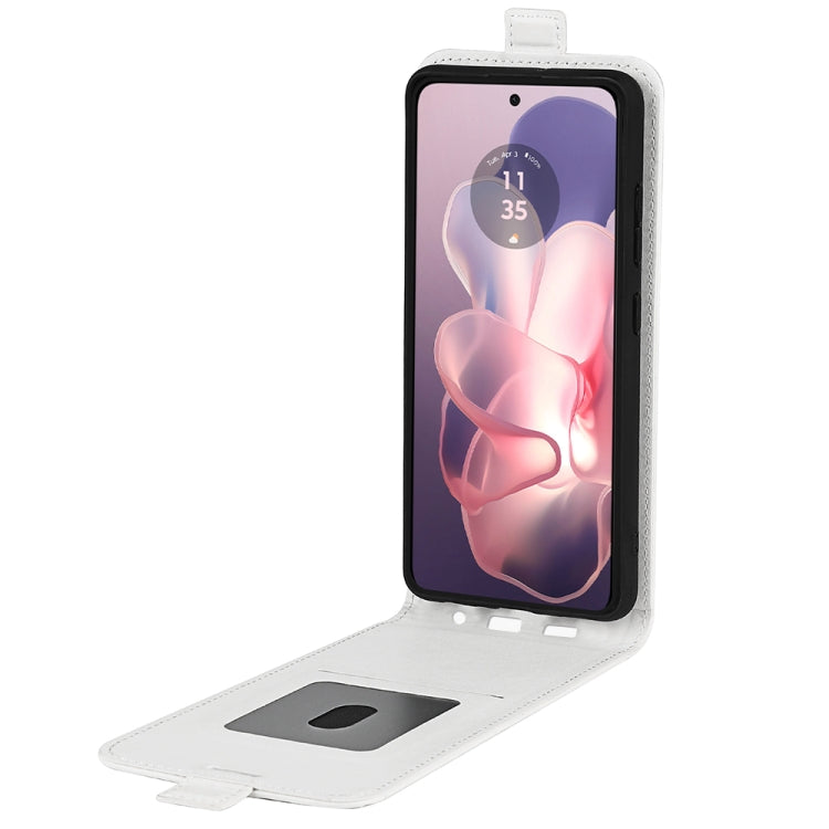 For Motorola Moto G Power 5G 2024 R64 Texture Single Vertical Flip Leather Phone Case(White) by buy2fix