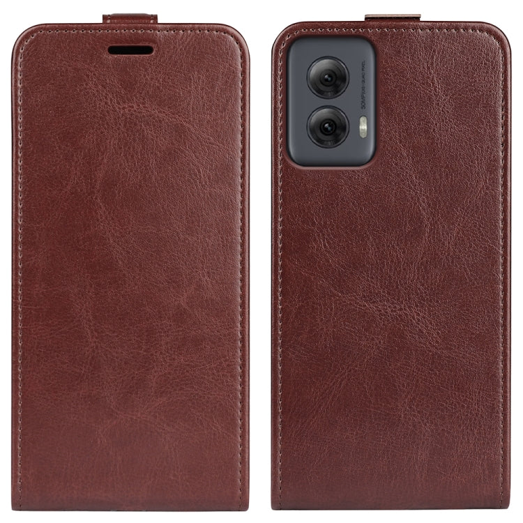 For Motorola Moto G Power 5G 2024 R64 Texture Single Vertical Flip Leather Phone Case(Brown) by buy2fix