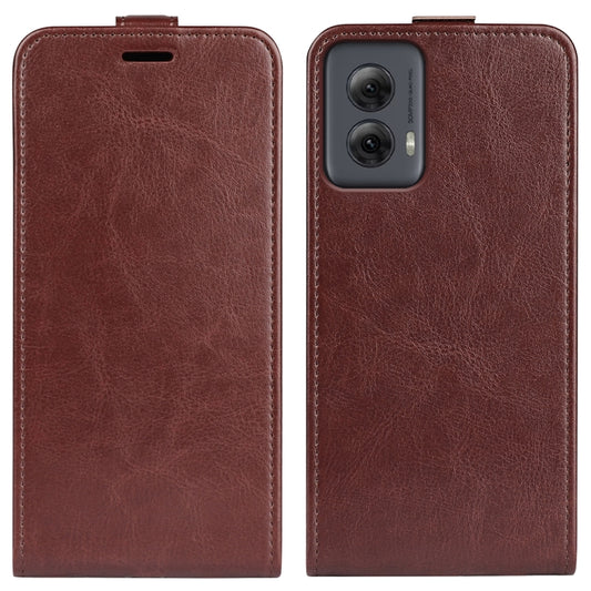 For Motorola Moto G Power 5G 2024 R64 Texture Single Vertical Flip Leather Phone Case(Brown) by buy2fix