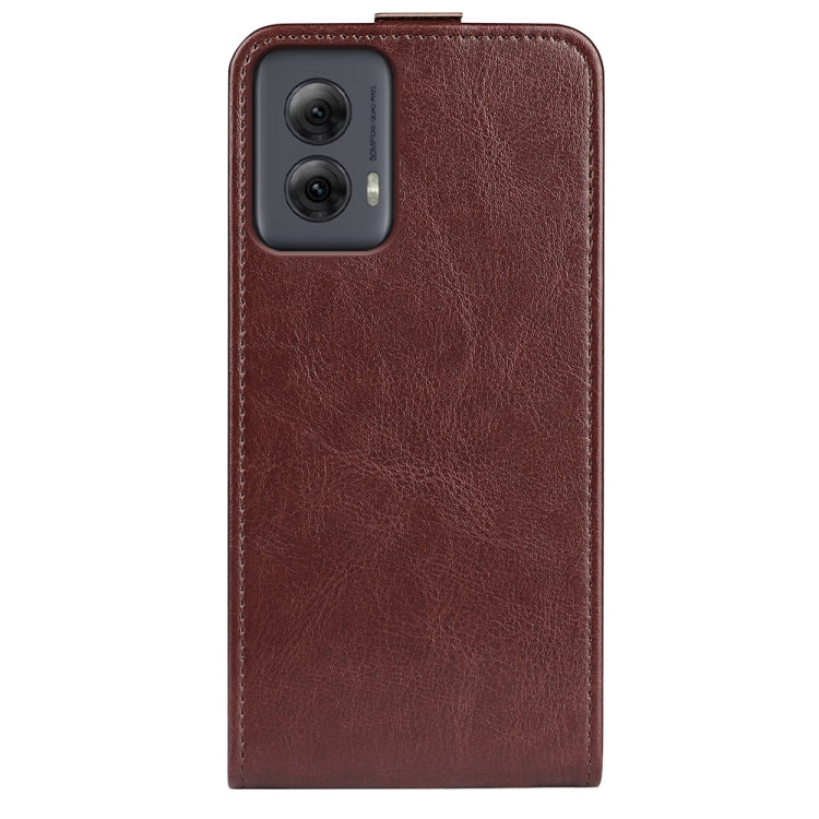 For Motorola Moto G Power 5G 2024 R64 Texture Single Vertical Flip Leather Phone Case(Brown) by buy2fix