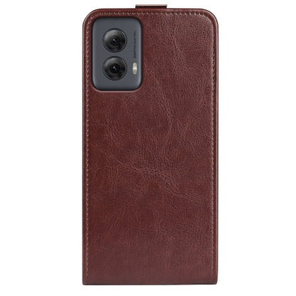 For Motorola Moto G Power 5G 2024 R64 Texture Single Vertical Flip Leather Phone Case(Brown) by buy2fix