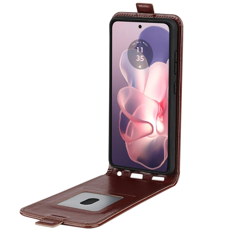 For Motorola Moto G Power 5G 2024 R64 Texture Single Vertical Flip Leather Phone Case(Brown) by buy2fix