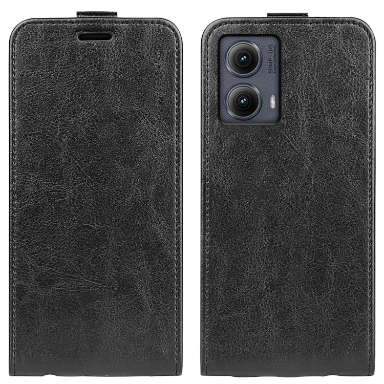 For Motorola Edge 5G 2024 R64 Texture Single Vertical Flip Leather Phone Case(Black) by buy2fix