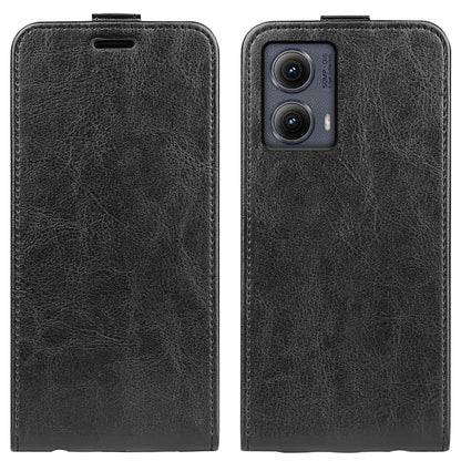 For Motorola Edge 5G 2024 R64 Texture Single Vertical Flip Leather Phone Case(Black) by buy2fix