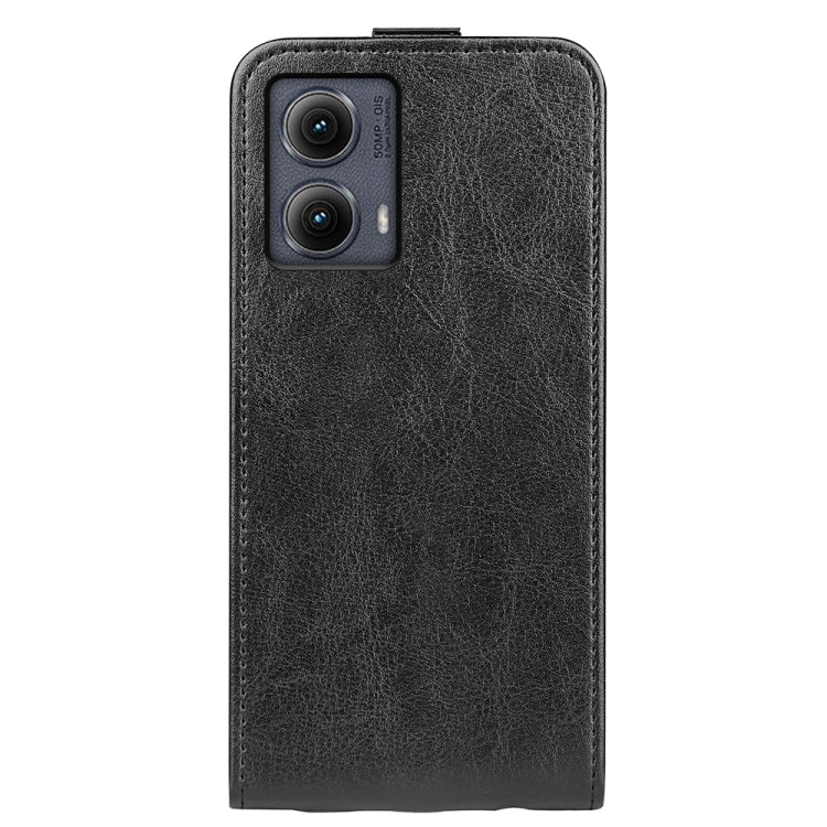 For Motorola Edge 5G 2024 R64 Texture Single Vertical Flip Leather Phone Case(Black) by buy2fix