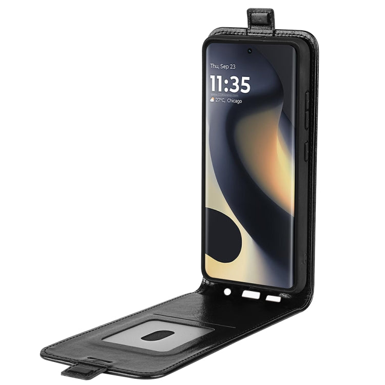 For Motorola Edge 5G 2024 R64 Texture Single Vertical Flip Leather Phone Case(Black) by buy2fix