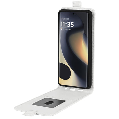 For Motorola Edge 5G 2024 R64 Texture Single Vertical Flip Leather Phone Case(White) by buy2fix