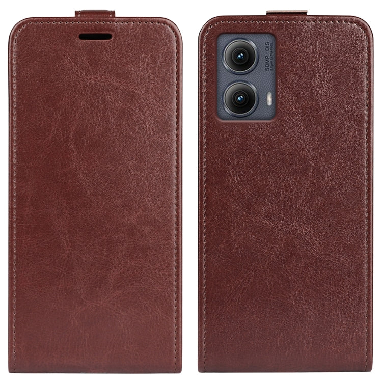 For Motorola Edge 5G 2024 R64 Texture Single Vertical Flip Leather Phone Case(Brown) by buy2fix