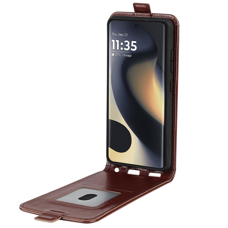 For Motorola Edge 5G 2024 R64 Texture Single Vertical Flip Leather Phone Case(Brown) by buy2fix