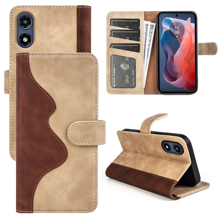 For Motorola Moto G Play 2024 Stitching Horizontal Flip Leather Phone Case(Yellow) by buy2fix