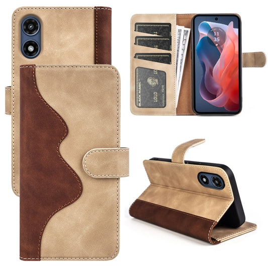 For Motorola Moto G Play 2024 Stitching Horizontal Flip Leather Phone Case(Yellow) by buy2fix