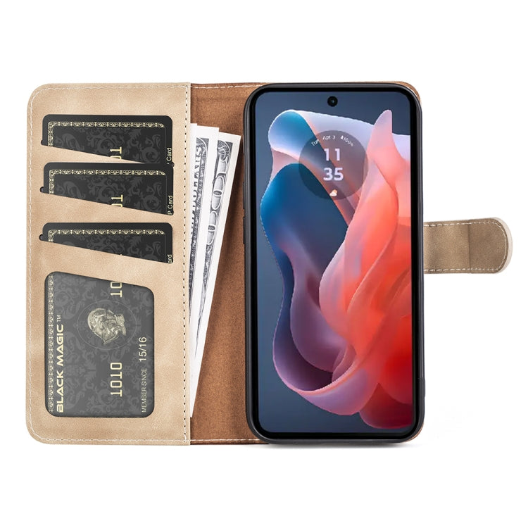 For Motorola Moto G Play 2024 Stitching Horizontal Flip Leather Phone Case(Yellow) by buy2fix