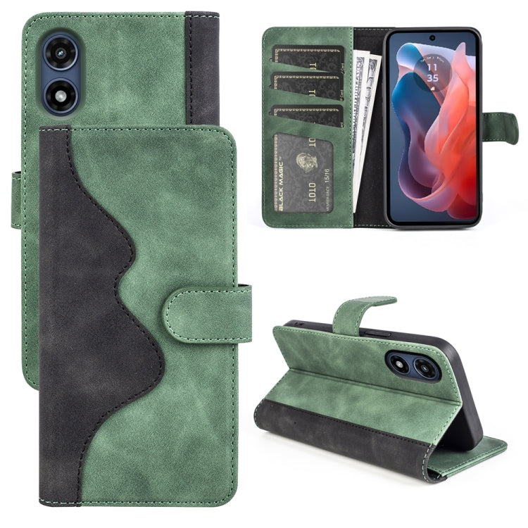For Motorola Moto G Play 2024 Stitching Horizontal Flip Leather Phone Case(Green) by buy2fix