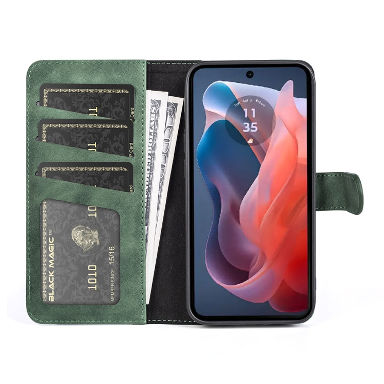 For Motorola Moto G Play 2024 Stitching Horizontal Flip Leather Phone Case(Green) by buy2fix