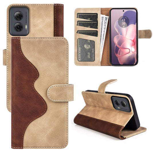 For Motolora Moto G Power 5G 2024 Stitching Horizontal Flip Leather Phone Case(Yellow) by buy2fix