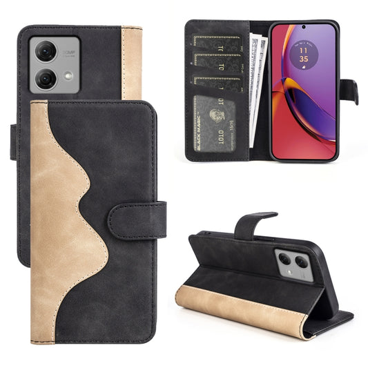 For Motolora Moto G84 Stitching Horizontal Flip Leather Phone Case(Black) by buy2fix